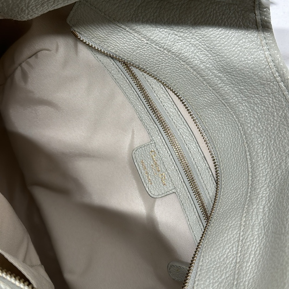 Dior Light Gray Leather Hobo Bag with D Charm - Picture 11 of 16